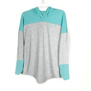 Puma Light Gray Turquoise Long Sleeve Top with Hood - M